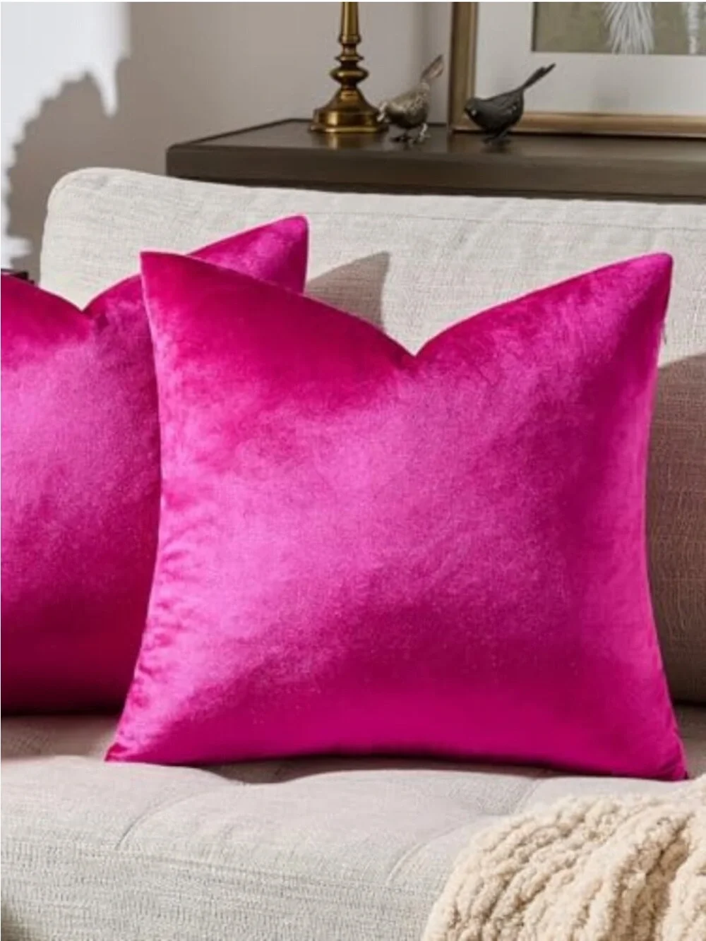 18x18 Pillow Covers Set of 2 Velvet Throw Pillows Decorative Hot‎ Pink Covers